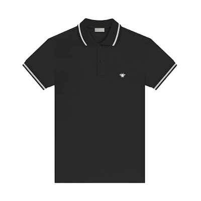 DIOR Striped Bee Embroidered Black Polo Shirt 733J805B0373-980