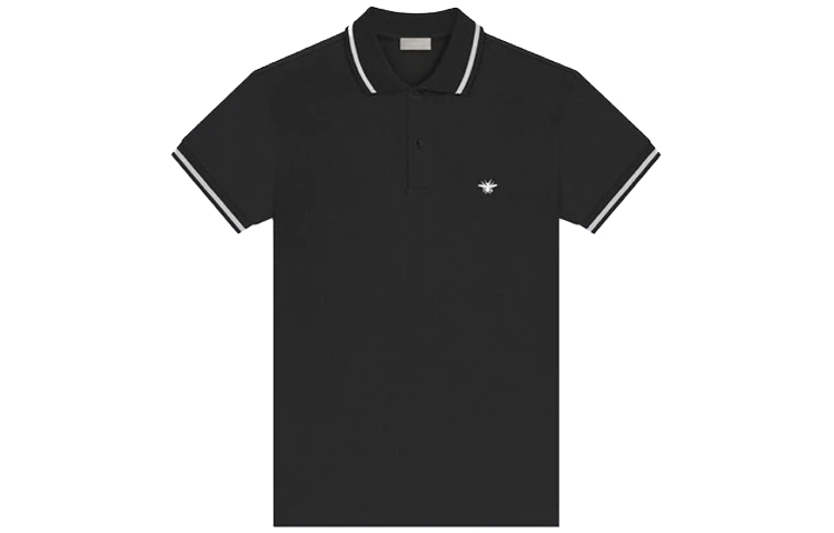 Order DIOR Polo Shirt Hitam Bordir Lebah Garis 733J805B0373-980