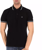Shop DIOR 條紋蜜蜂刺繡黑色 Polo 衫 733J805B0373-980