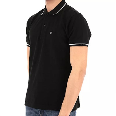 DIOR Striped Bee Embroidered Black Polo Shirt 733J805B0373-980 Details for DIOR Striped Bee Embroidered Black Polo Shirt 733J805B0373-980