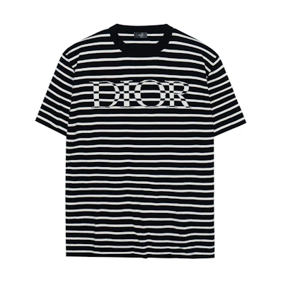 DIOR Striped Logo Loose-Fit T-Shirt Navy Blue 183M647AT234-C580
