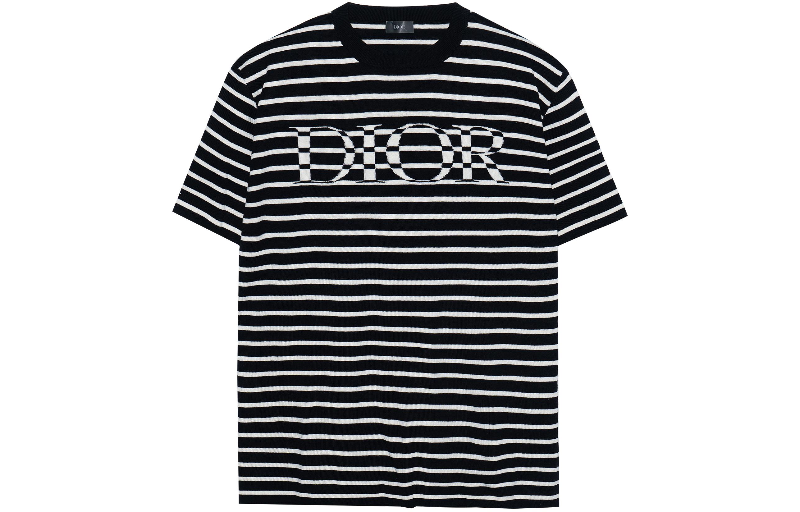 DIOR Striped Logo Loose-Fit T-Shirt Navy Blue 183M647AT234-C580 圖 2