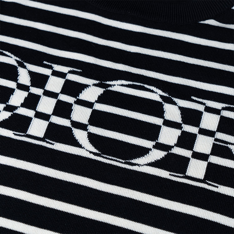 DIOR Striped Logo Loose-Fit T-Shirt Navy Blue 183M647AT234-C580 圖 6