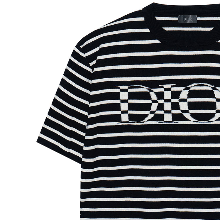 DIOR Striped Logo Loose-Fit T-Shirt Navy Blue 183M647AT234-C580 圖 7