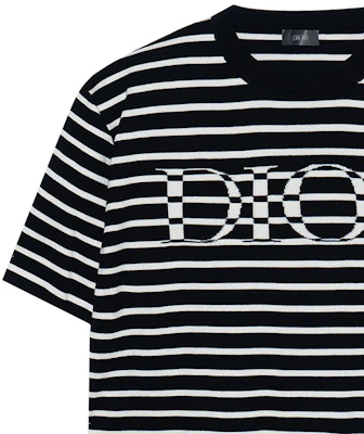 DIOR Kaos Longgar Logo Garis Navy Blue 183M647AT234-C580 Sizing DIOR Kaos Longgar Logo Garis Navy Blue 183M647AT234-C580