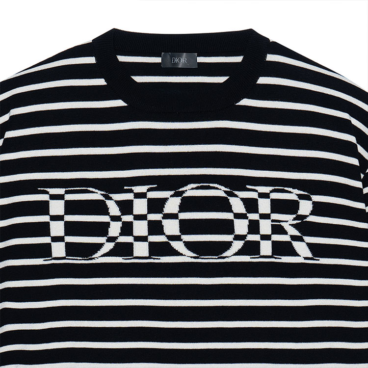 DIOR Striped Logo Loose-Fit T-Shirt Navy Blue 183M647AT234-C580 圖 8