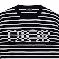 Cheap DIOR 條紋Logo寬鬆版型T恤 深藍色 183M647AT234-C580