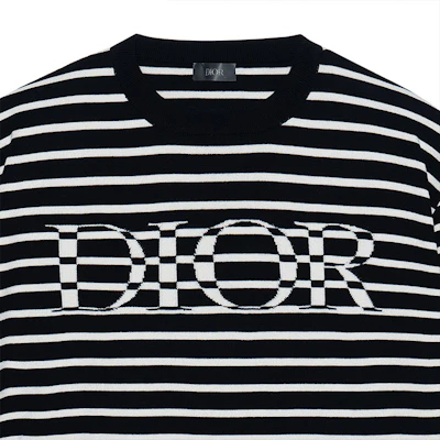 DIOR Kaos Longgar Logo Garis Navy Blue 183M647AT234-C580 Cheap DIOR Kaos Longgar Logo Garis Navy Blue 183M647AT234-C580