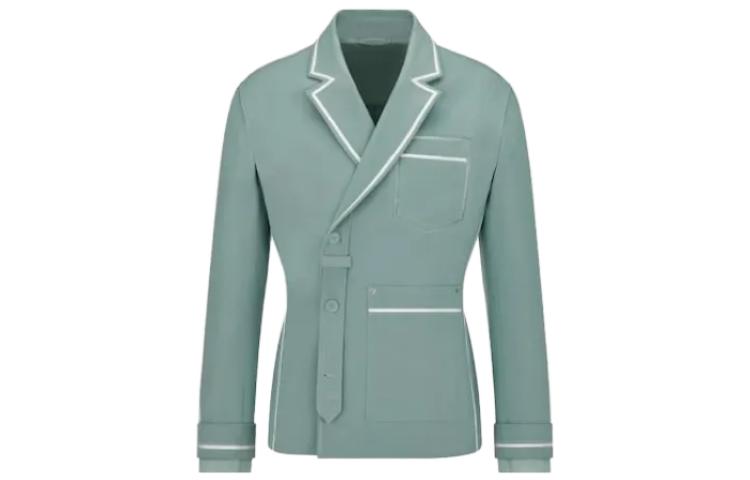 Dior Striped Print Notch-Lapel Single-Breasted Jacket Green 383C256A5641-C686
