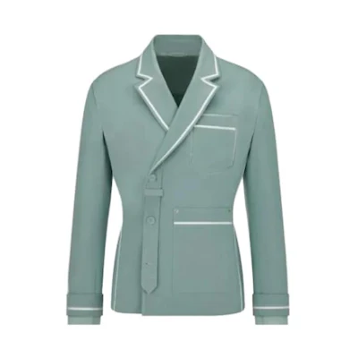 Dior Striped Print Notch-Lapel Single-Breasted Jacket Green 383C256A5641-C686