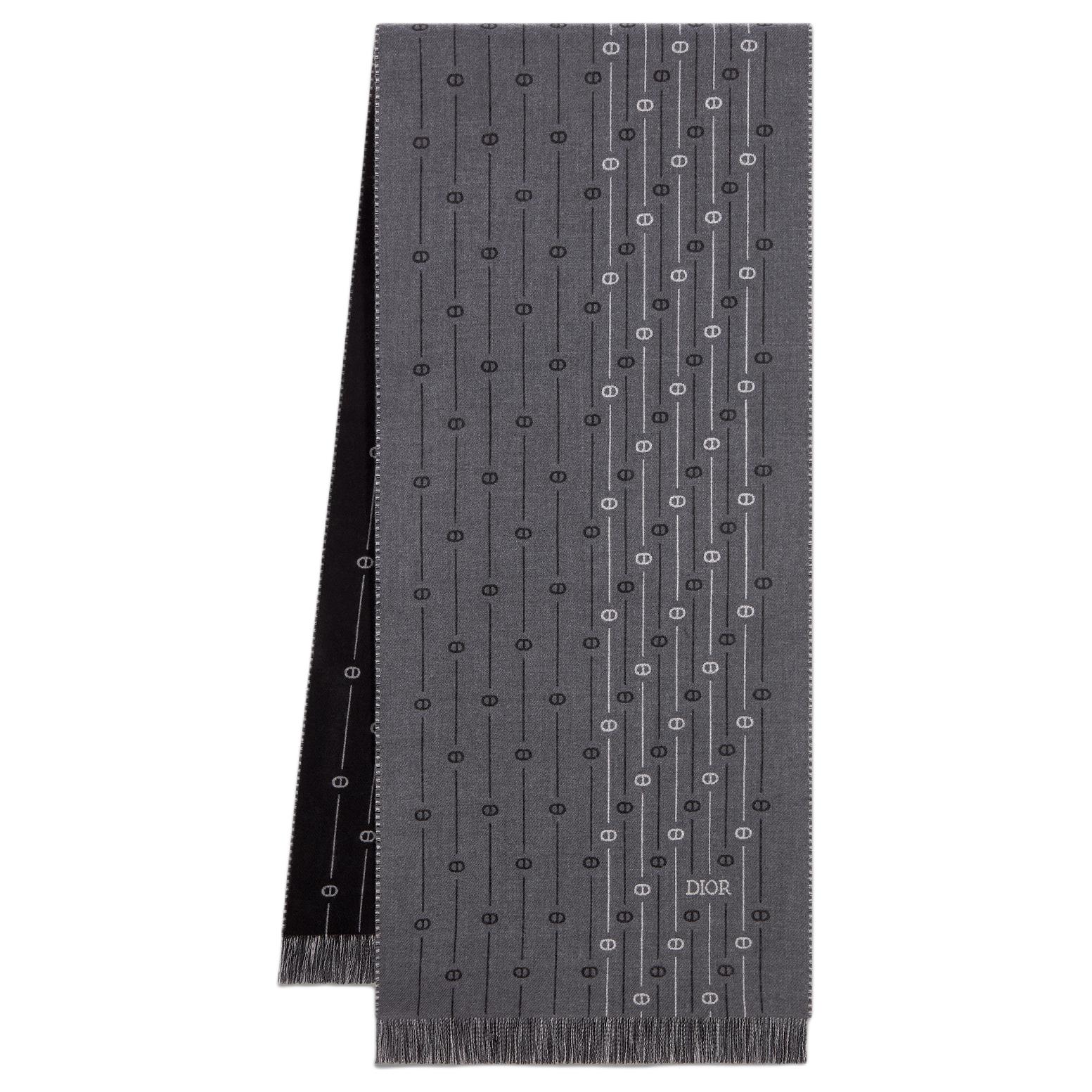 DIOR Tassel Fringe Lambswool Knit Scarf Men - Charcoal Gray. 51E0002A1006_C888