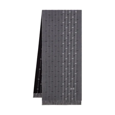 DIOR Tassel Fringe Lambswool Knit Scarf Men - Charcoal Gray. 51E0002A1006_C888
