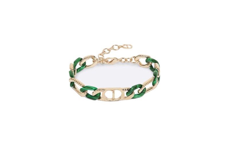 Dior TEARS Chain Link Bracelet Gold/Green