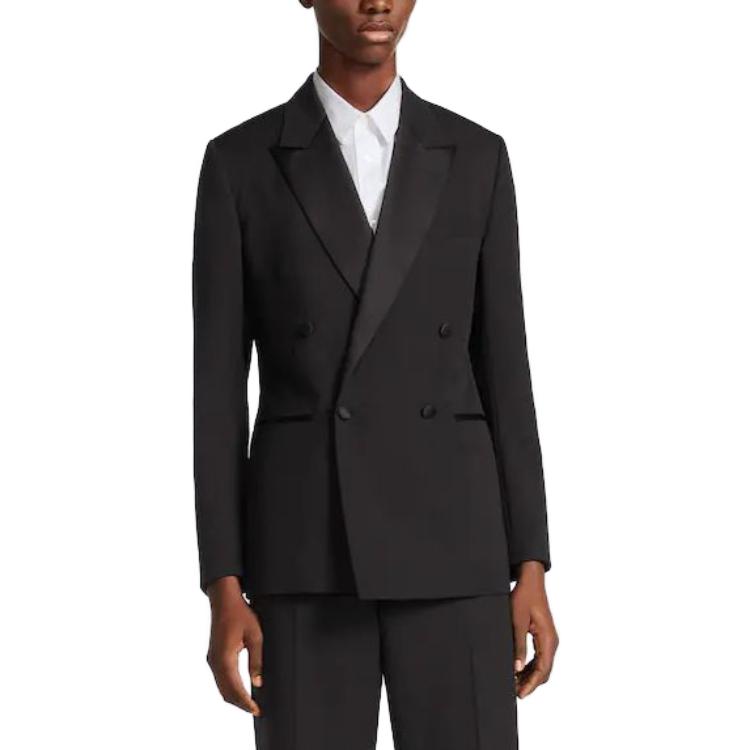 Shop DIOR Tears SS23 Blazer Hitam Double-Breasted Jaket 393C232A5716-C989