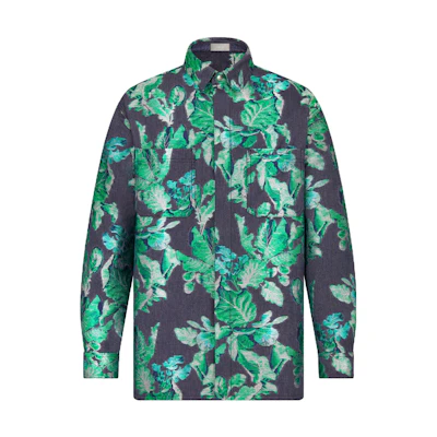 DIOR Tears SS23 Floral Print Long Sleeve Shirt - Navy Blue 393D592A325X-C586