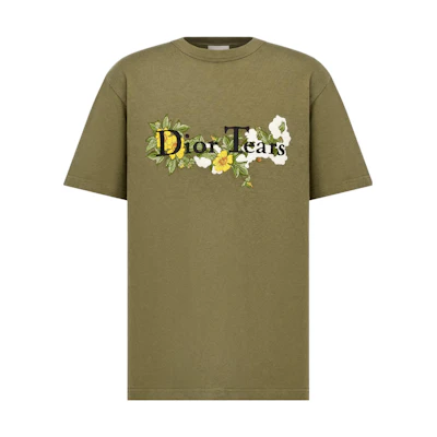 DIOR Tears SS23 Floral Embroidered Crewneck Tee Green . 393J696I0849-C689