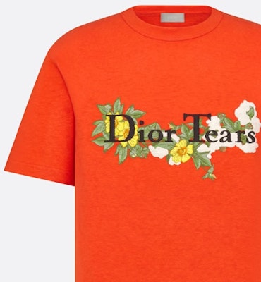 DIOR Tears SS23 Floral Letter Embroidery Red Crewneck T-Shirt Mens. 393J696I0849-C289 Sizing DIOR Tears SS23 Floral Letter Embroidery Red Crewneck T-Shirt Mens. 393J696I0849-C289