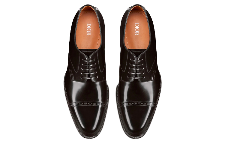 Shop Dior Timeless Sepatu Derby Kulit Lembu Polos 'Hitam' 3DE320YON_H969