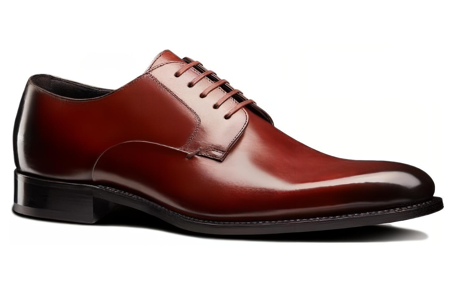 Order Dior Timeless Sepatu Derby Kulit Polished 'Coklat Tua' 3DE312VJH_H762