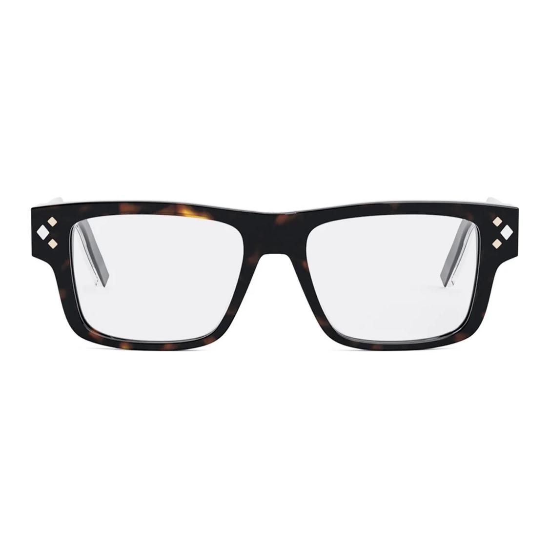 Lookbook DIOR Tortoise Acetate Square Optical Glasses for Men with Logo Temples CDDIAMONDS3I