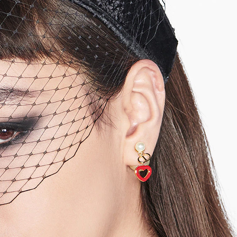 Dior Tribales Earrings Gold Finish Metal White Resin & Red Lacquer Details E1638TRILQ-D309 圖 5