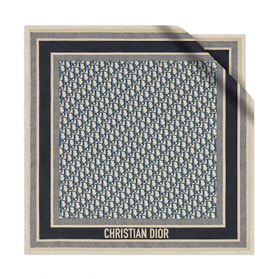 DIOR Twin Monogram Silk Scarf Navy Blue Unisex情侣款 15DOB070I600-C541