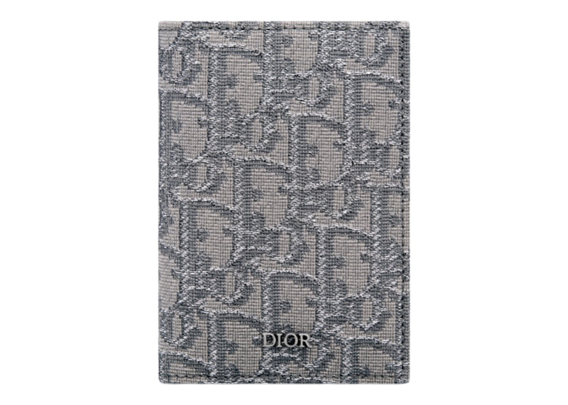 Dior Two-Fold Card Holder Dior Oblique Jacquard Ruthenium/Gray