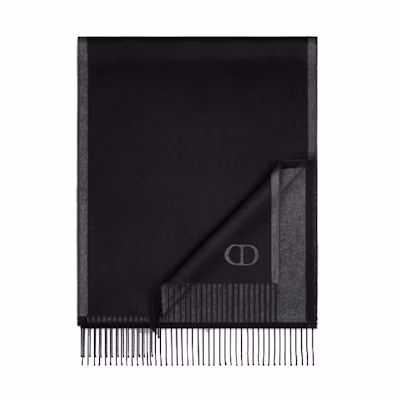 Dior Two-Tone CD Logo Wool Scarf Black/Grey 93E0015DH001-C988