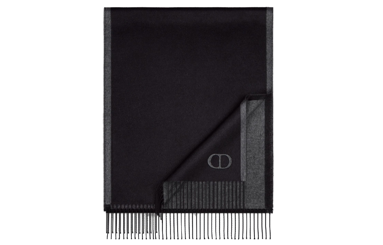Dior Two-Tone CD Logo Wool Scarf Black/Grey 93E0015DH001-C988 圖 2