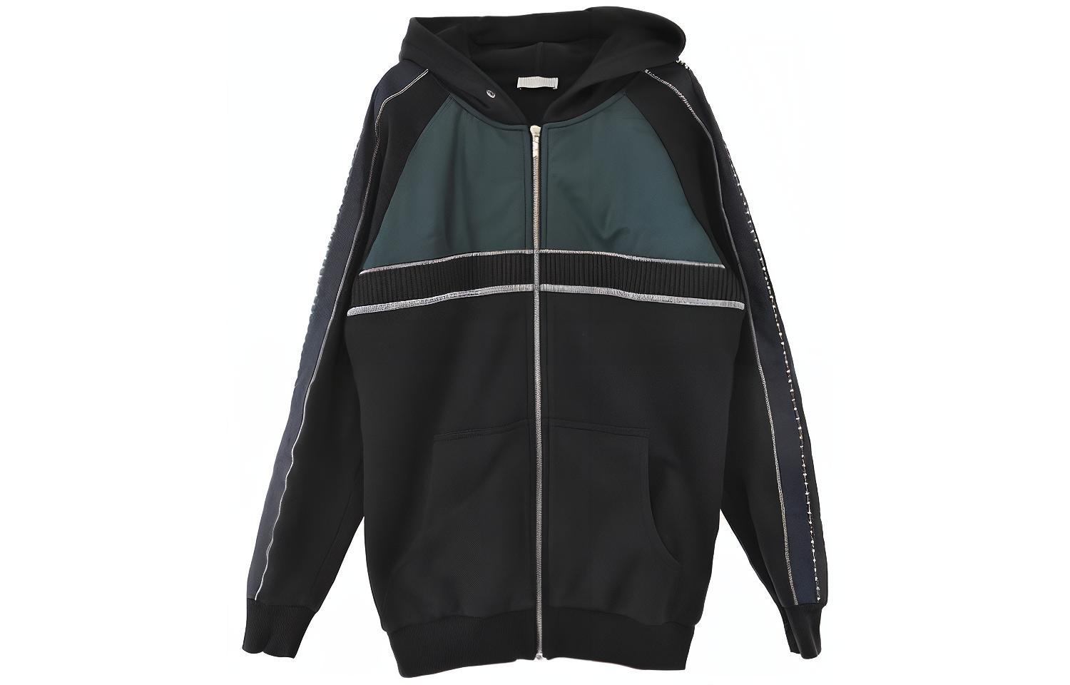 DIOR Two-Tone Embroidered Bee Hoodie Jacket - Black 863J201K0500