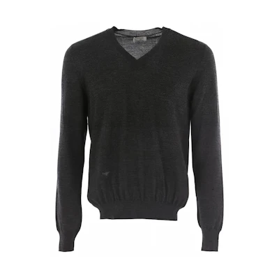 DIOR V-Neck Bee Embroidered Wool Sweater Deep Gray 003M600B-T532-840