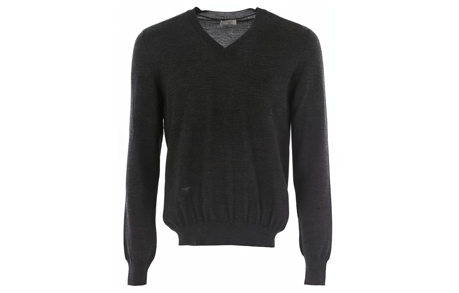 Order DIOR Sweater V-Neck Wool Bordir Lebah Abu Tua 003M600B-T532-840