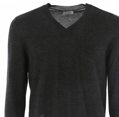 Suéter de Lana DIOR Gris Oscuro con Cuello en V y Bordado de Abeja. 003M600B-T532-840 Details for Suéter de Lana DIOR Gris Oscuro con Cuello en V y Bordado de Abeja. 003M600B-T532-840