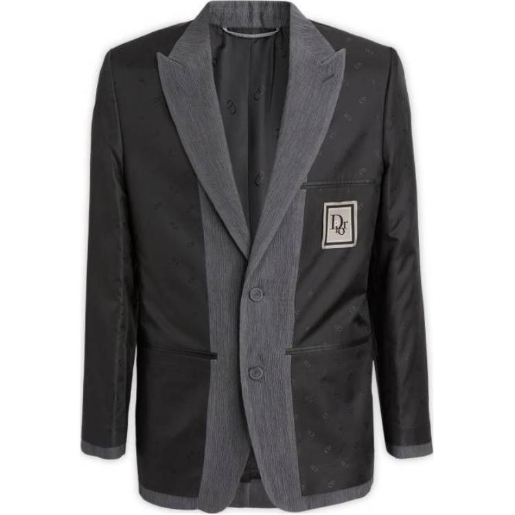 DIOR V-Neck Single-Breasted Long Sleeve Jacket - Dark Gray 313C212A5758888