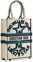 Dior Vertical Book Tote Lucky Star Embroidery White Multicolor Dior Vertical Book Tote Lucky Star Embroidery White Multicolor