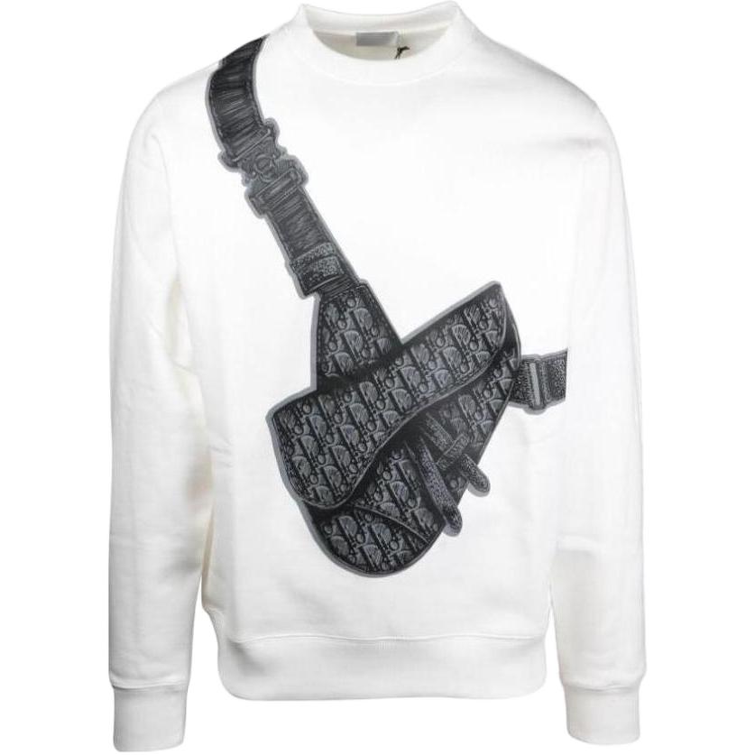 DIOR Waist Bag Print Crewneck Long Sleeve Sweatshirt Unisex White 013J603N0531-088