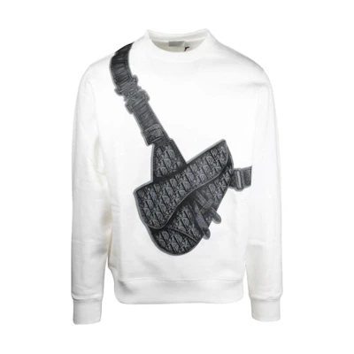 DIOR Waist Bag Print Crewneck Long Sleeve Sweatshirt Unisex White 013J603N0531-088