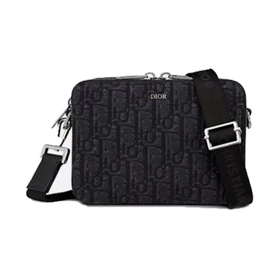 Dior Wallet with Strap Oblique Jacquard Black