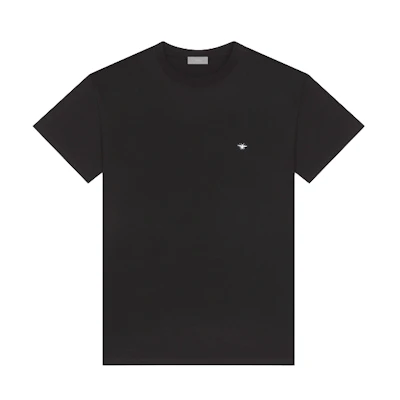 DIOR White Bee Embroidered Black Crew Neck Unisex Couple T-Shirt 733J603B0446-C980