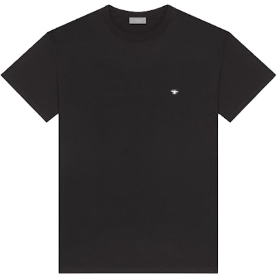 DIOR Kaos Hitam Putih Bordir Lebah Unisex untuk Pasangan Crew Neck 733J603B0446-C980 Order DIOR Kaos Hitam Putih Bordir Lebah Unisex untuk Pasangan Crew Neck 733J603B0446-C980