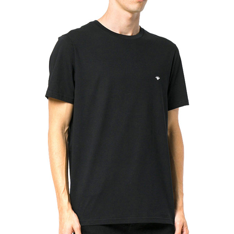 Shop DIOR Kaos Hitam Putih Bordir Lebah Unisex untuk Pasangan Crew Neck 733J603B0446-C980
