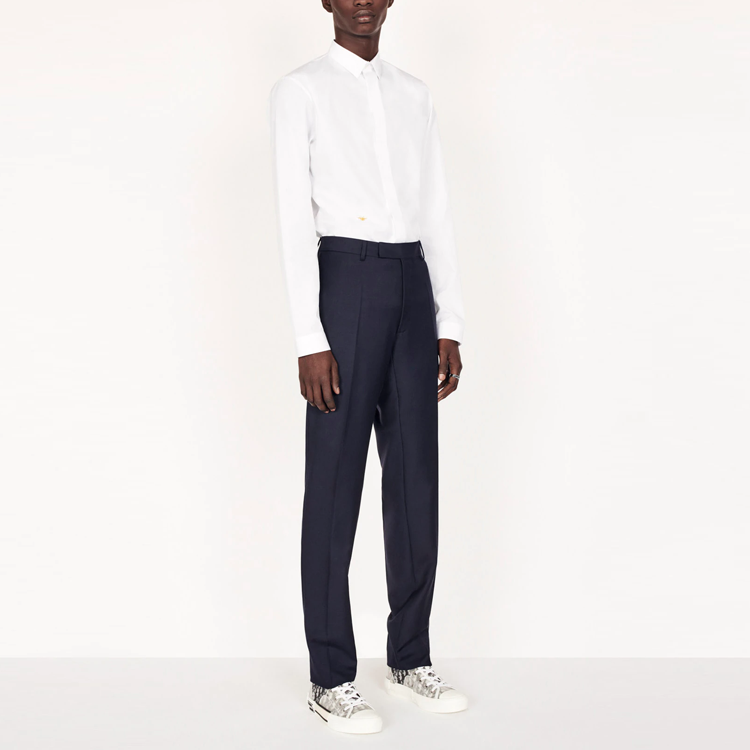 Shop ディオール ホワイト ビー刺繍 長袖シャツ 733C554B2088-C081