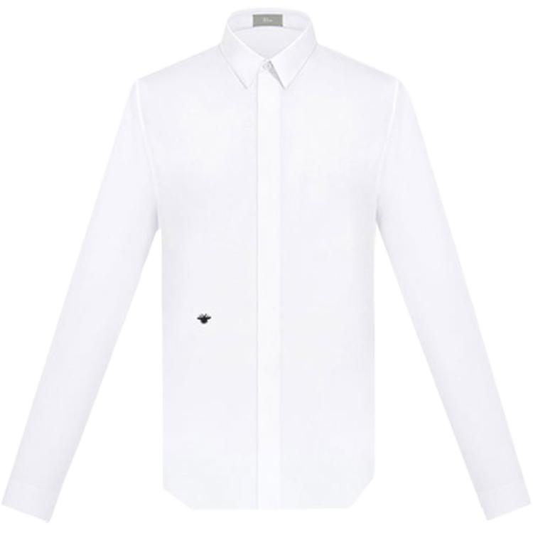 Dior White Bee Embroidery Long Sleeve Casual Shirt 433C529B1581-C089