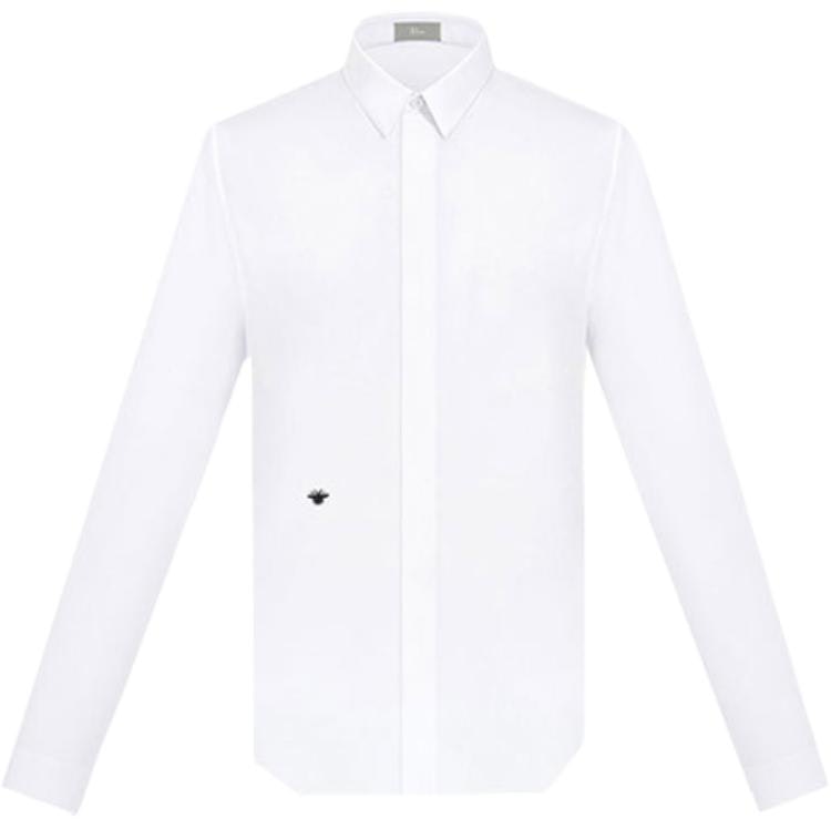 dior-white-bee-embroidery-long-sleeve-casual-shirt-433-c529-b1581-c089