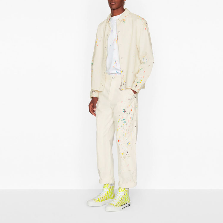 Shop DIOR 白色棉质牛仔印花长袖衬衫 033D491BY997-C070