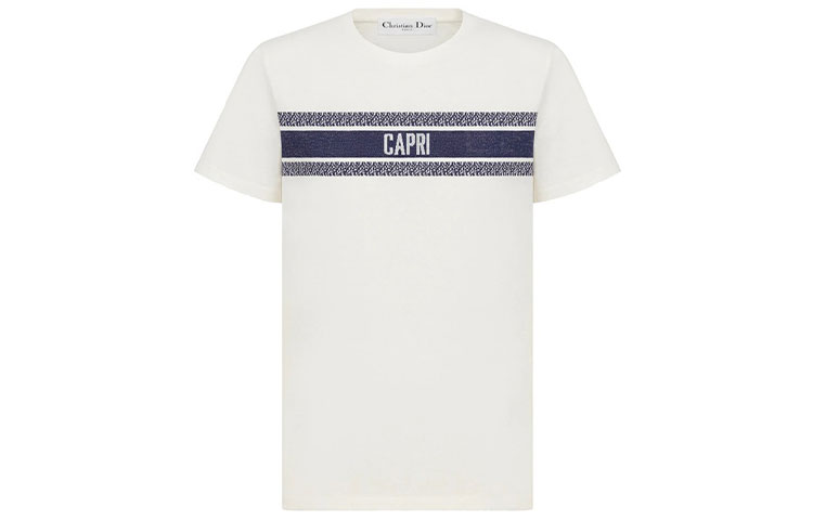 DIOR White Cotton Knit Logo Short Sleeve T-Shirt 143T04CP043-X0200