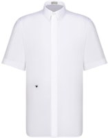 DIOR White Cotton Poplin Short Sleeve Shirt with Bee Embroidery 733C510B1581-C089 DIOR White Cotton Poplin Short Sleeve Shirt with Bee Embroidery 733C510B1581-C089