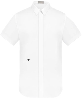 DIOR White Cotton Poplin Short Sleeve Shirt with Bee Embroidery 733C510B1581-C089 Order DIOR White Cotton Poplin Short Sleeve Shirt with Bee Embroidery 733C510B1581-C089