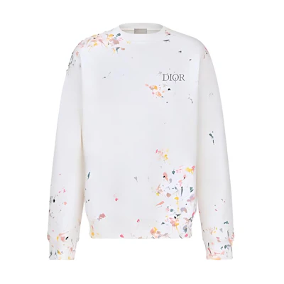 DIOR White Crewneck Logo Sweatshirt Long Sleeve Casual Wear 183J687A0531-C089