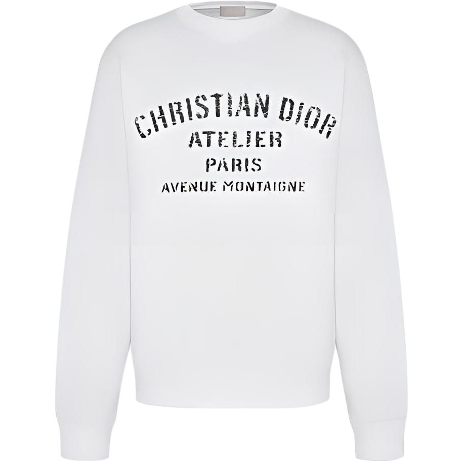 Dior White Crewneck Long-Sleeve Sweatshirt with Letter Print 043J655A0531-C088